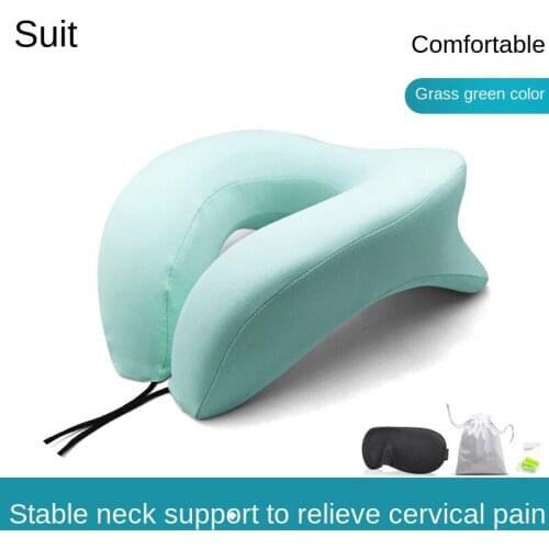 1set Breathable Necks Pillow Nursing Cushion U-Shaped Travel Car Air Flight Inflatable Pillows Neck Support Headrest Pads