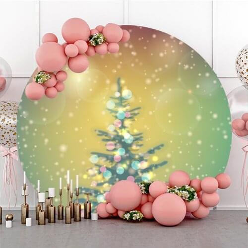 Laeacco Merry Christmas Fantasy Polka Dots Light Bokeh Christmas Tree Background Baby Portrait Customized Photography Backdrops