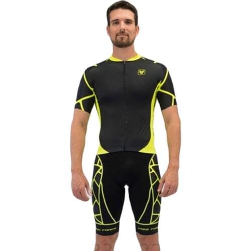 Free Force Summer Professional Cycling Sets Mens Short Sleeve Jerseys White Bib Shorts Gel Pad For Ridding Ciclismo Maillot Kit