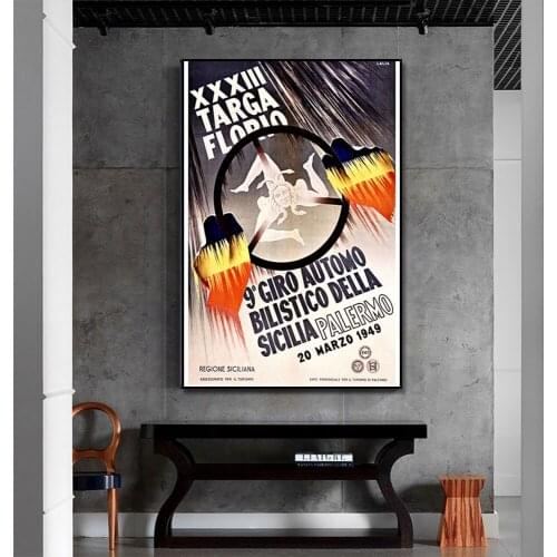Racing Car Targa Florio Automo Classic Car Supercar Poster Canvas Painting Print On Wall Art Picture For Living Room Home Decor