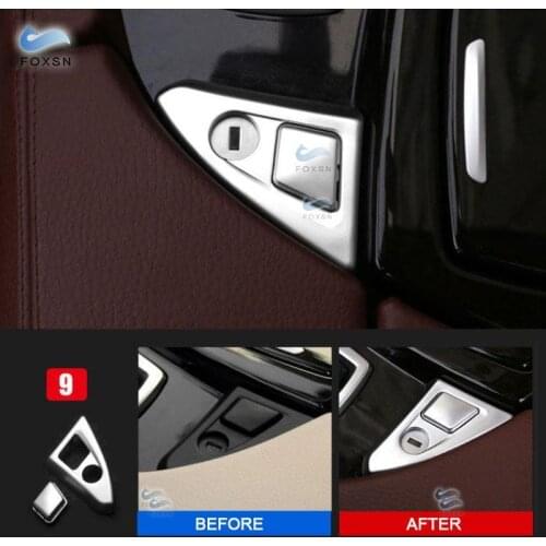 For BMW 5 series F10 F18 525 528 Chrome Center Console Armrest Buttons Covers Trim Stickers Glove box handle switch Decor