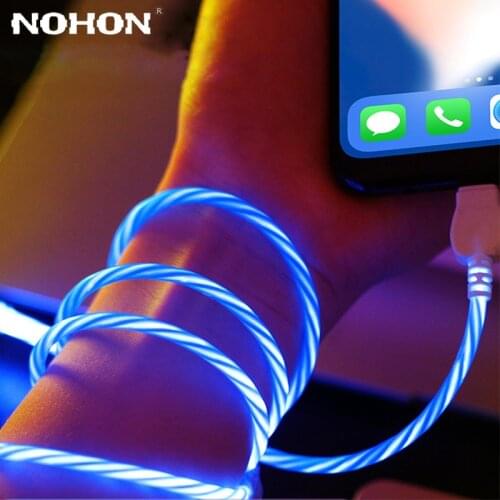 1M LED Glow Flowing Cable Micro usb Type C Fast Charging Microusb Type-C Charger Wire Data Cord For iPhone 11 X XR 7 8 6 cable