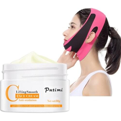 PUTIMI Face Cream Anti-Oxidation V-Line Mask Cheek Chin Neck Lift Up Slim Thin Belt Strap Moisturizer Whitening Cream Skin Care