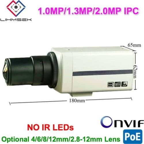 Lihmsek Box IP Camera 1920*1080P 2.0 Megapixel Can add Fixed Lens or Varifocal Lens 2.8-12mm White Color Indoor Camera Box Type