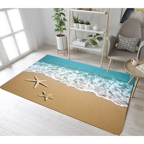 Sea Waves Dashed Against The Starfish Beach Home Childrens Room Floor Cushion Kitchen Area Rugs Bathroom Carpets Non-Slip Mat