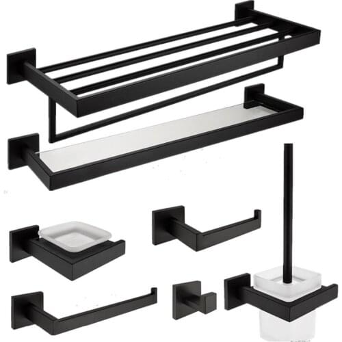 Antique Stainless Steel Black Oil Bronze Wall Mounting 7-Piece Bathroom Accessories Hardware Set