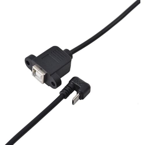 New USB 2.0 B Female Socket Scanner Printer Panel Mounted To USB Micro B 5-pin 90 Degree Male Cable Best Quality 30cm