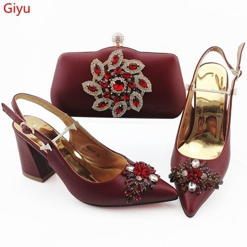 Doershow charming Shoes with Matching Bag for lady Nigerian Shoe and Bag Set for party African Shoe and Bag Set for lady!SOU1-16