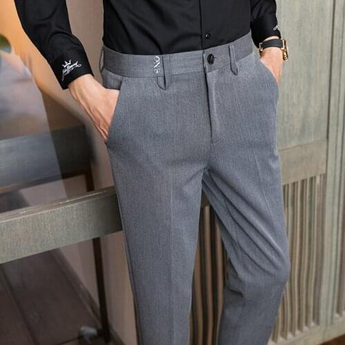 Solid Color Suit Pants for Men 2021 Spring New Classic Slim Fit Stretch Formal Trousers Social Wedding Mens Pant Male Clothing
