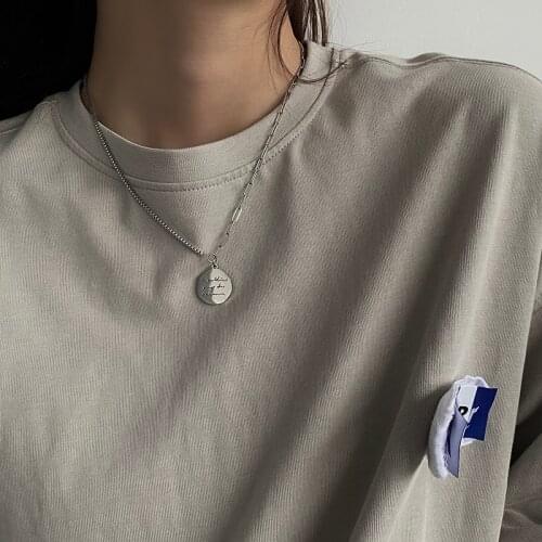 Titanium steel INS Punk Hip Hop Cuban Thick Chain Choker Necklace for Women Vintage Letter Pendant Necklace Jewelry