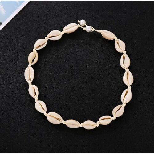 New Fashion Black Rope Chain Natural Seashell Choker Necklace Pearl Collar Necklace Shell Choker Necklace for Women Girl Gift