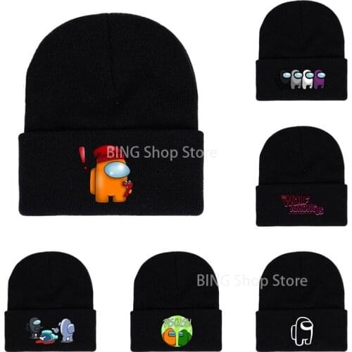 Among Us Popular Game Adult Knitted Hat Cartoon Anime Winter Warm Hip-hop Plain Printed Cotton Hat Outdoor Sports Ski Hat Gift