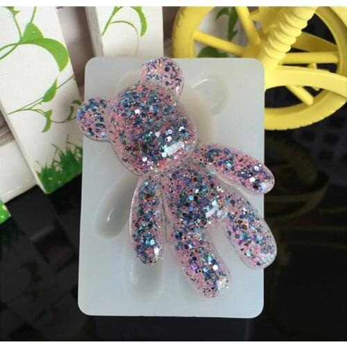 Transparent Silicone Pendant Mould Resin Bear Shape DIY Jewelry Making Tool Fondant Cake Dried Flower Resin Decorative DIy