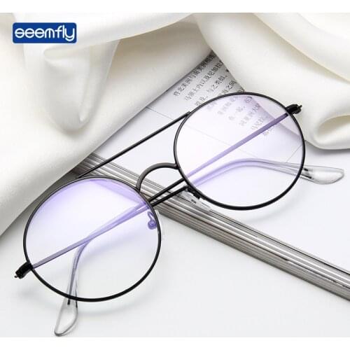 Seemfly Retro Round Clear Lens Reading Glasses Blue Film Lens Soft Alloy Frames Spectacles Transparent Optical Eyeglasses Unisex