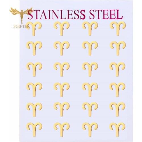 Statement Women Men Earrings Western 12 Zodiac Constellation Stud Earrings 2 Colors Choose Fashion Stainless Steel Ear Jewelry