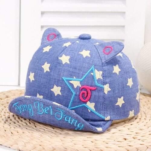 Newborn Baby Hat Children Hat Cap Star Embroidery Baseball Cap Soft Cotton Sunscreen Breathable Male Baby Female Baby Small Hat