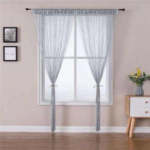 Topfinel Solid Color String Curtain Valance Tassel Line Curtains for Living Room Window Door Divider Drape Decor 300X260cm