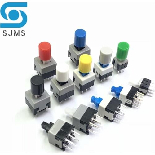 10PCS Tactile Push Button Switch Self Locking 5.8*5.8MM 7*7MM 8*8MM 8.5*8.5MM Reset Micro Switch + (10PCS A06 Tact Cap)
