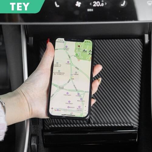 TEY 2021 New Tesla Model Y Qi Fast Wireless Charger Stand with Dual USB Ports for Tesla Model 3 Center Console Accessories