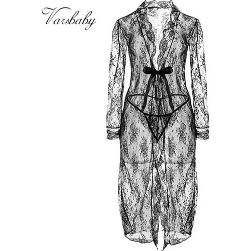 Varsbaby sexy floral lace underwear sleepshirts deep V nightgowns for ladies