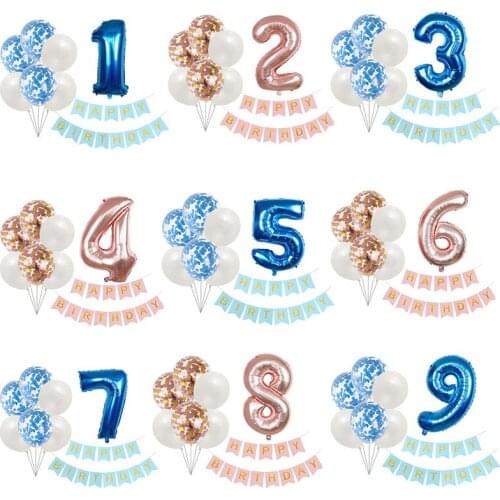 1st Birthday Balloons 1 2 3 4 5 6 7 8 9 Year Birthday Balloons Boy Girl Kids Birthday Banners Party Decorations Digital Ballons
