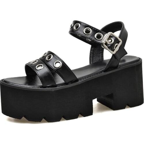 Femmes sandales Platform Punk shoes Rock Gothic Sandals jelly shoes Peep Toe strappy heels sandals platform punk shoes LJB53-1