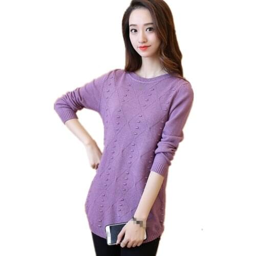 C1166 2020 autumn and winter new womens knitted pullover round neck thin section long sleeve loose sweater free shipping