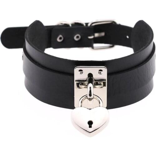 KMVEXO Heart Choker Necklace Oversized Collar Goth Bondage Maxi Silver Color Necklaces Women Gothic Lether Chocker Punk Jewelry