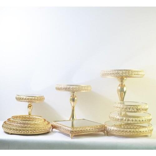 Golden mirror tray European-style jewelry storage tray Wedding dessert table set decoration cold meal fruit tray