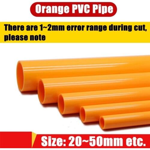1pc O.D 20~50mm Orange Yellow PVC Pipe Aquarium Fish Tank Water Supply UPVC Tube Garden Irrigation Watering Fittings 50CM Length