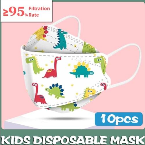 10pc 3-10 Years Children Face Masks Protection 4d Mouth Mask Breathable 4layer Filter Mask For Kids Girls Facemask Decoration