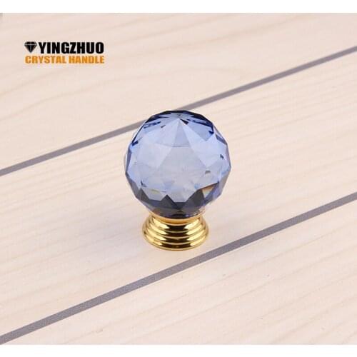10PCs/Set Furniture Hardware Tools Pale blue Crystal 30mm Ball Shape Pull Cupboard Cabinet Drawer Door Handle Knob YZ-3001