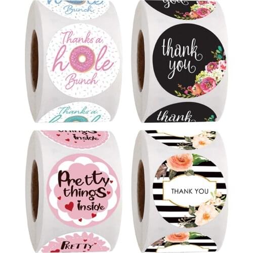 100-500Pcs Thank You Stickers Flower Labels For Small Business Decorations Labels Gift Sealing Stickers Scrapbooking Stickers