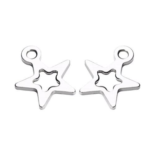 100pcs/lot 8mm*10mm stainless steel star Connector Metal Alloy Pendant For DIY bracelet Jewelry Making fgr4r