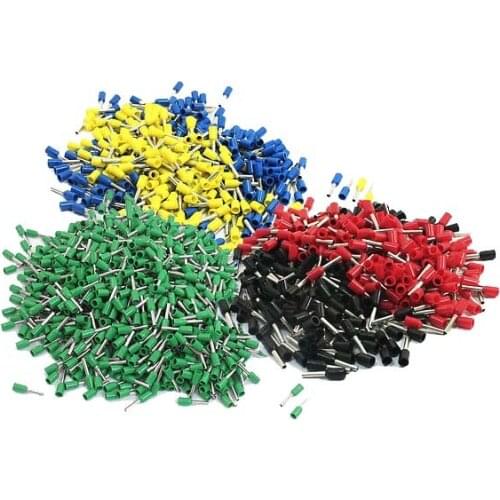 190Pcs E1008 Mix Color Pre Insulation Wiring Connectors Terminals for 1.0 mm2 Cable