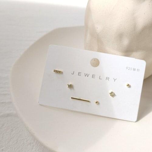 6pcs S925 Silver-plated 14K Real Gold Micro-inlaid Zircon Small Earring for Girlfriend Gold-plated Jewelry Earrings Earring Set