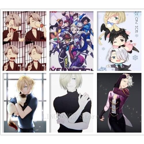 5D DIY Full Drill Diamond Painting Japanese Anime Cartoon Yuri On Ice Diamond Embroidery Mosaic Cross Stitch Art Home Decor Gift