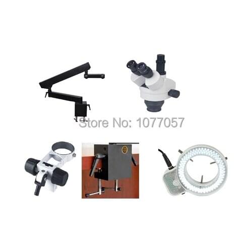 Free shipping,CE,3.5x-90x ,Articulating Zoom Stereo Microscope/Flex arm microscope + LED144 ringlight