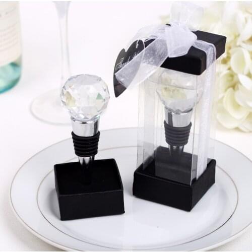 Free shipping personalized Creative crystal ball metal wine bottle stopper wedding favors and gifts event party supplies lin4532