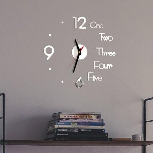 Clock Watch DIY Wall Clocks 3D Mirror Surface Stickers Self-Adhesive Home Office Decoration Living Room Quartz Needle Clock