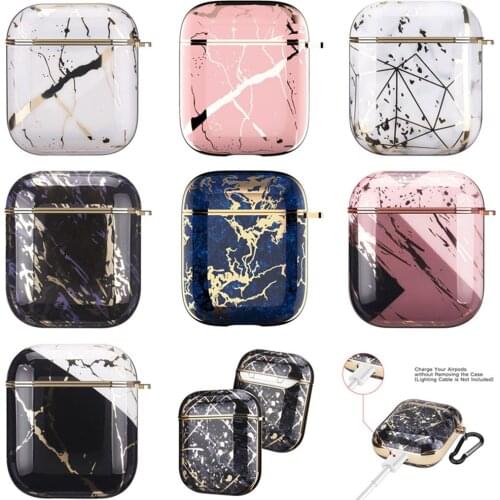 Earphone Case For AirPods 2 Pro Cases Electroplated Marble Cute Gold Glossy Hard Protective Cover for AirPod 2 1 Air Pods Coque