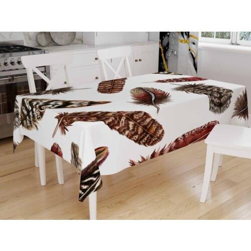 Çeyizdiyarı Digital Print Feather Table Cloth White