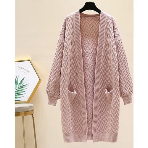 Dasswei Loose Knitted Cardigans Sweater For Women 2020 Autumn Winter Lantern Long Sleeve Thick Solid Sweater Female Fashion Coat