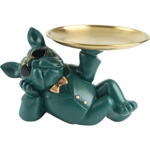 Bulldog Storage Decoration Nordic Light Luxury Candy Plate Fruit Plate Snacks Fruit Plate Entrance Key Tray
