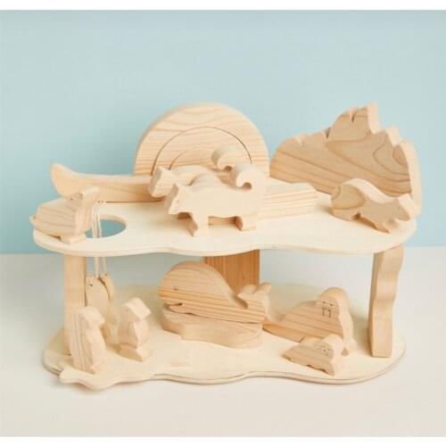 New animal Wooden Toys for Kids Rainbow Building Blocks Jenga Educational Birthday Preschool Teaching Gifts for Children