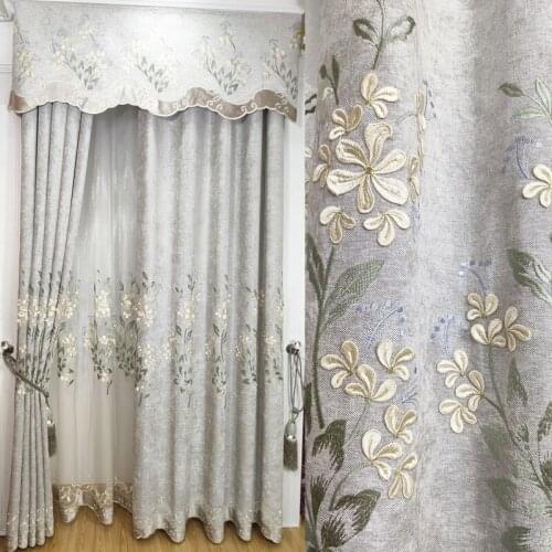 European Chenille Relief cloth curtain for the sitting room bedroom study villa thickened flower curtains for bedroom quality