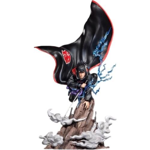 Naruto Figure Action Anime GK Uchiha Sasuke Figma 17 Inch ABS Statue Battle Model Desktop Collection Toys For Children Gift