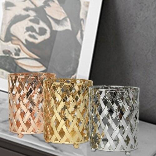 IMUWEN Metal Candle Holder Candlestick Jewelry Box Wedding Centerpieces Table Storage Jar Home Craft For Party Decoration