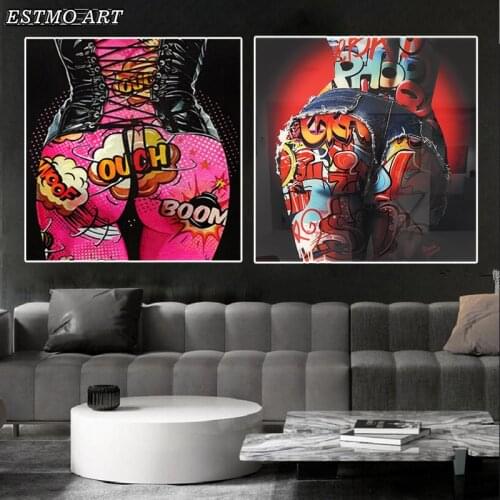 Canvas Painting Pictures Pop Graffiti Sexy Ass Wall Art Colorful Posters and Prints Home Decoration Artwork Canvas Art Cuadros