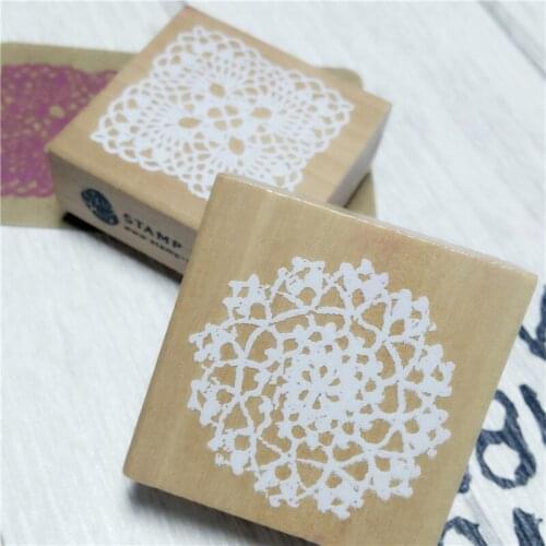 Classic Flower Decoration Stamps for Scrapbooking Photo Album Retro Vintage Wooden Rubber Stamp Scrapbook DIY Floral Lace Stamp